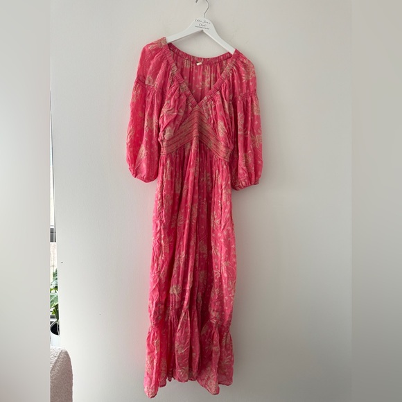 FREE PEOPLE Golden Hour Pink Maxi Dress M - Picture 4 of 8